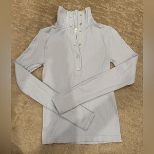 XXS Athleta Sky Blue Flurry Seamless Henley Ribbed Long Sleeved Top